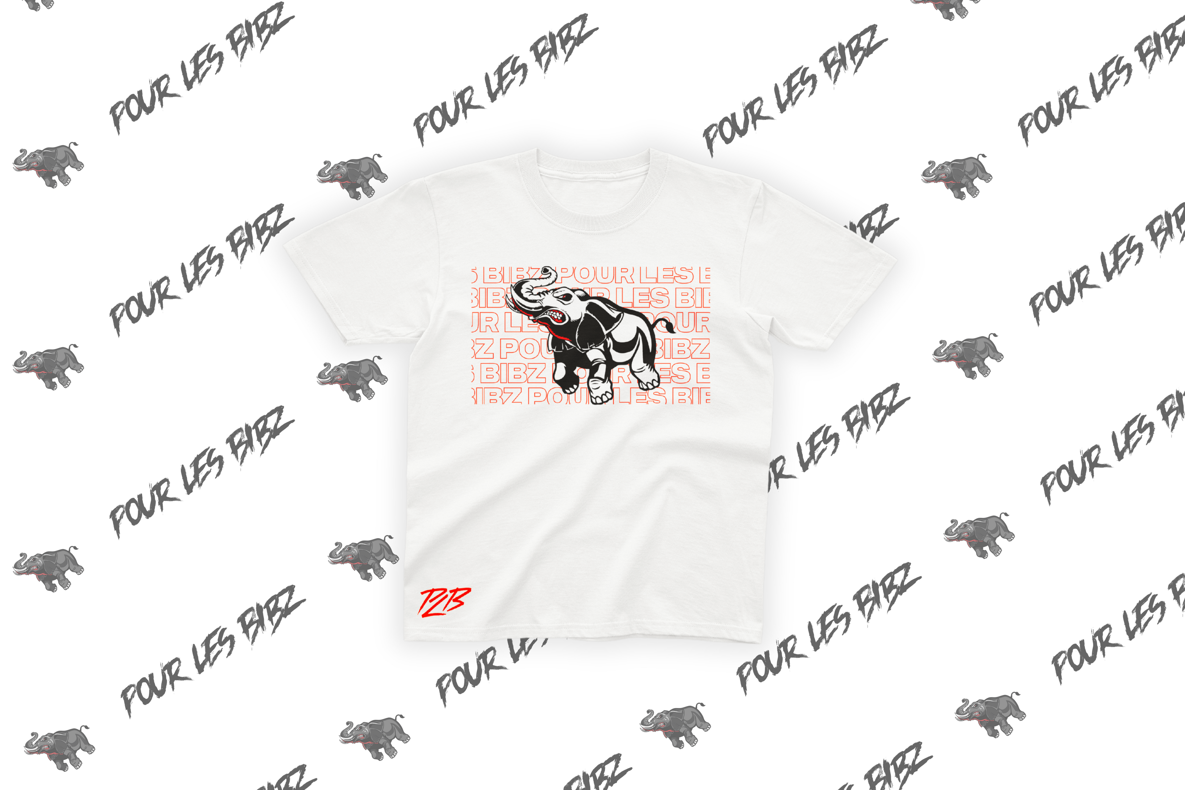 Tee-shirt Bib'z Eléphant Black & White RED PLB