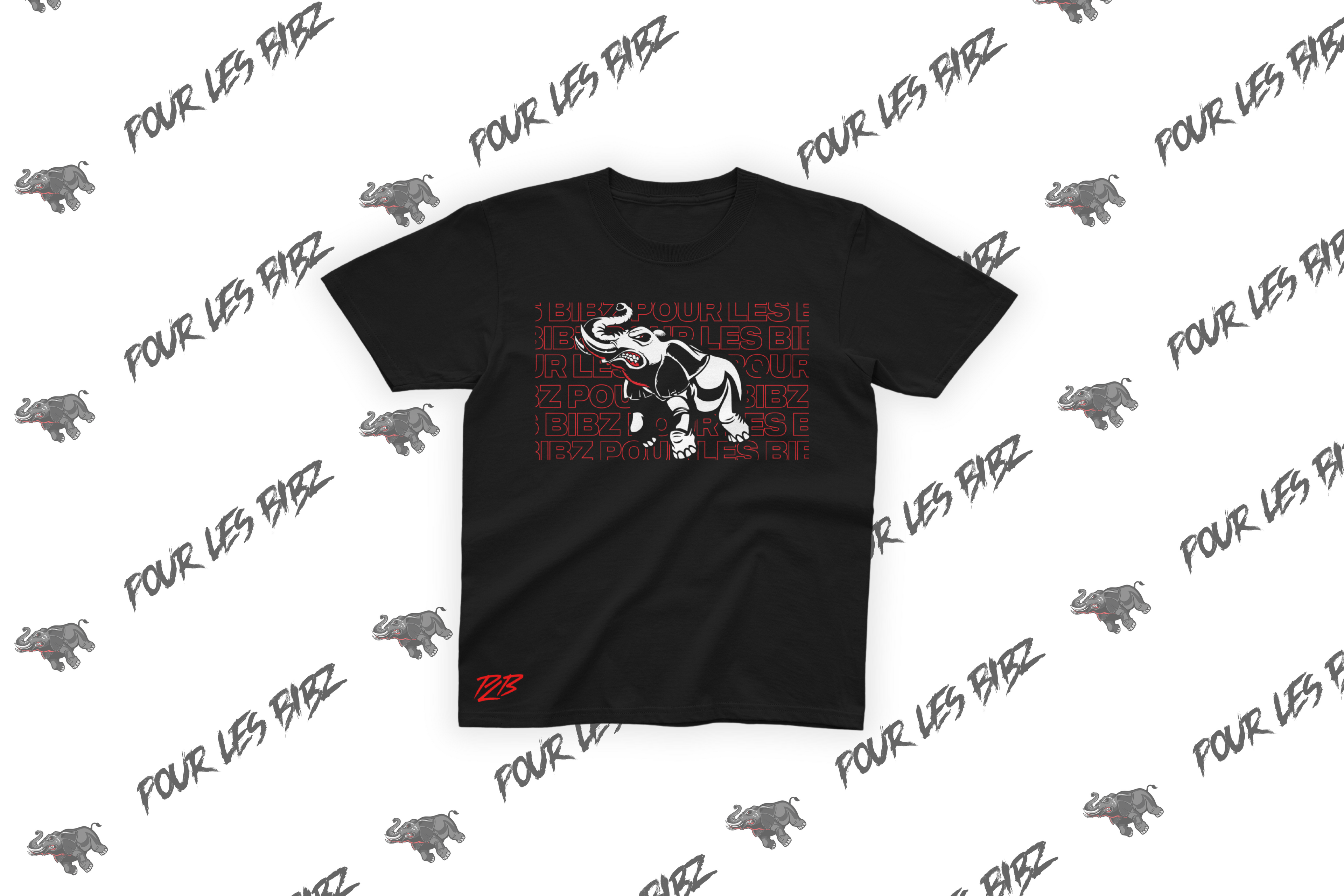 Tee-shirt Bib'z Eléphant Black & White RED PLB