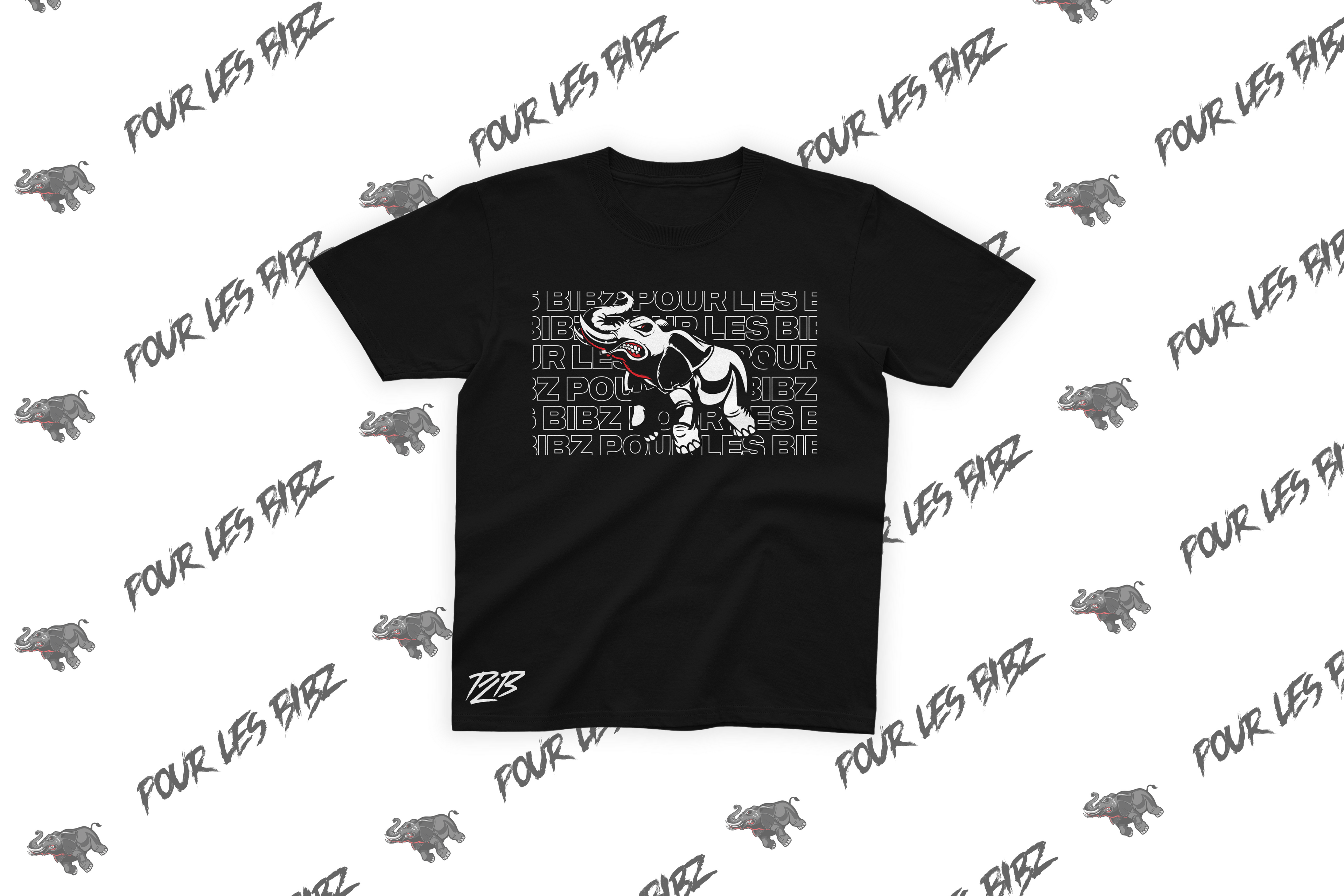 Tee-Shirt Bib'z Elephant Black & White PLB