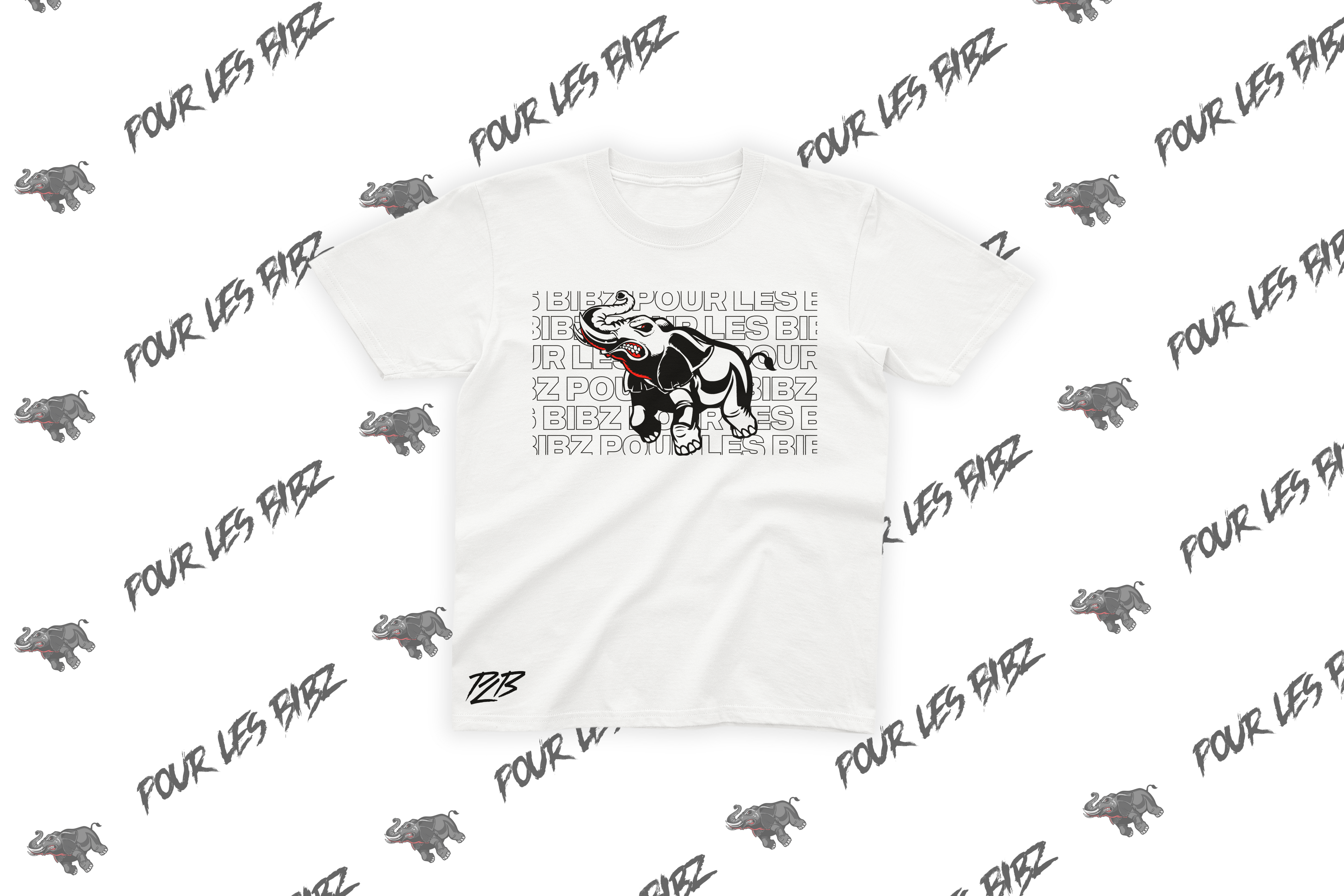 Tee-Shirt Bib'z Elephant Black & White PLB